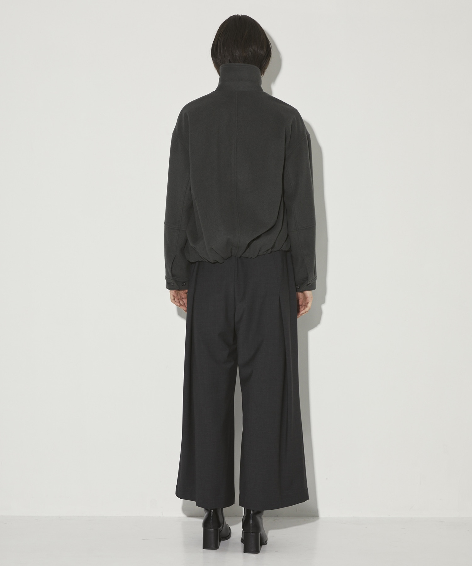 Wool Tuck Wide Pants