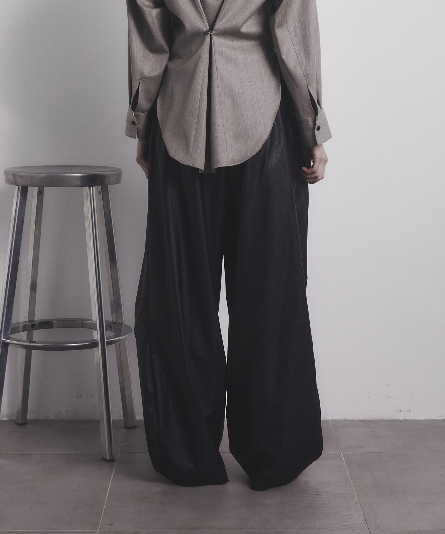 Faux Leather Barrel Trousers