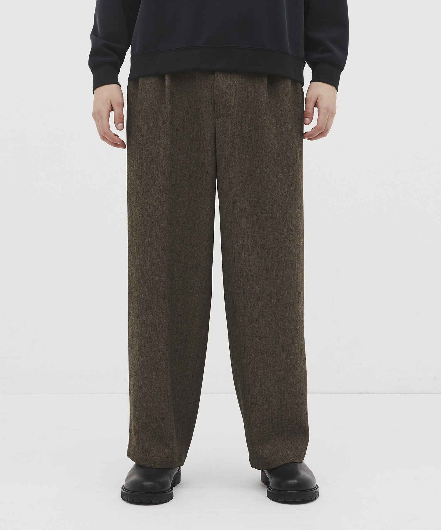 Mix herringbone ワイドパンツ