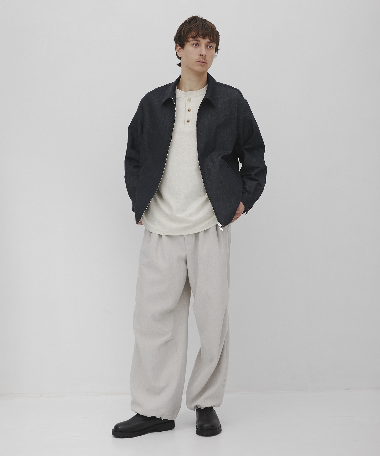 リネンキャンバス パラシュートパンツ