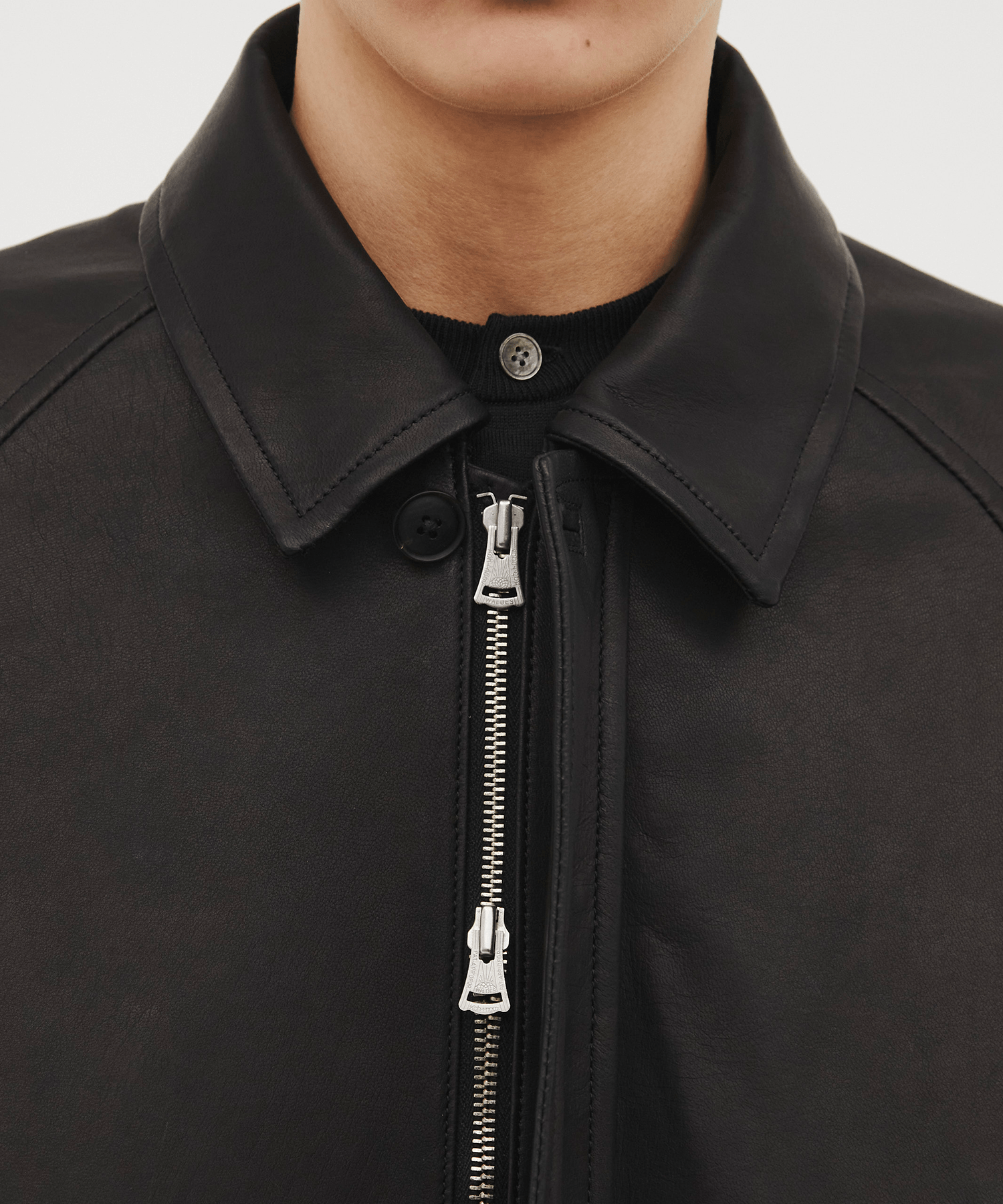 Kuramae leather zip-up jacket