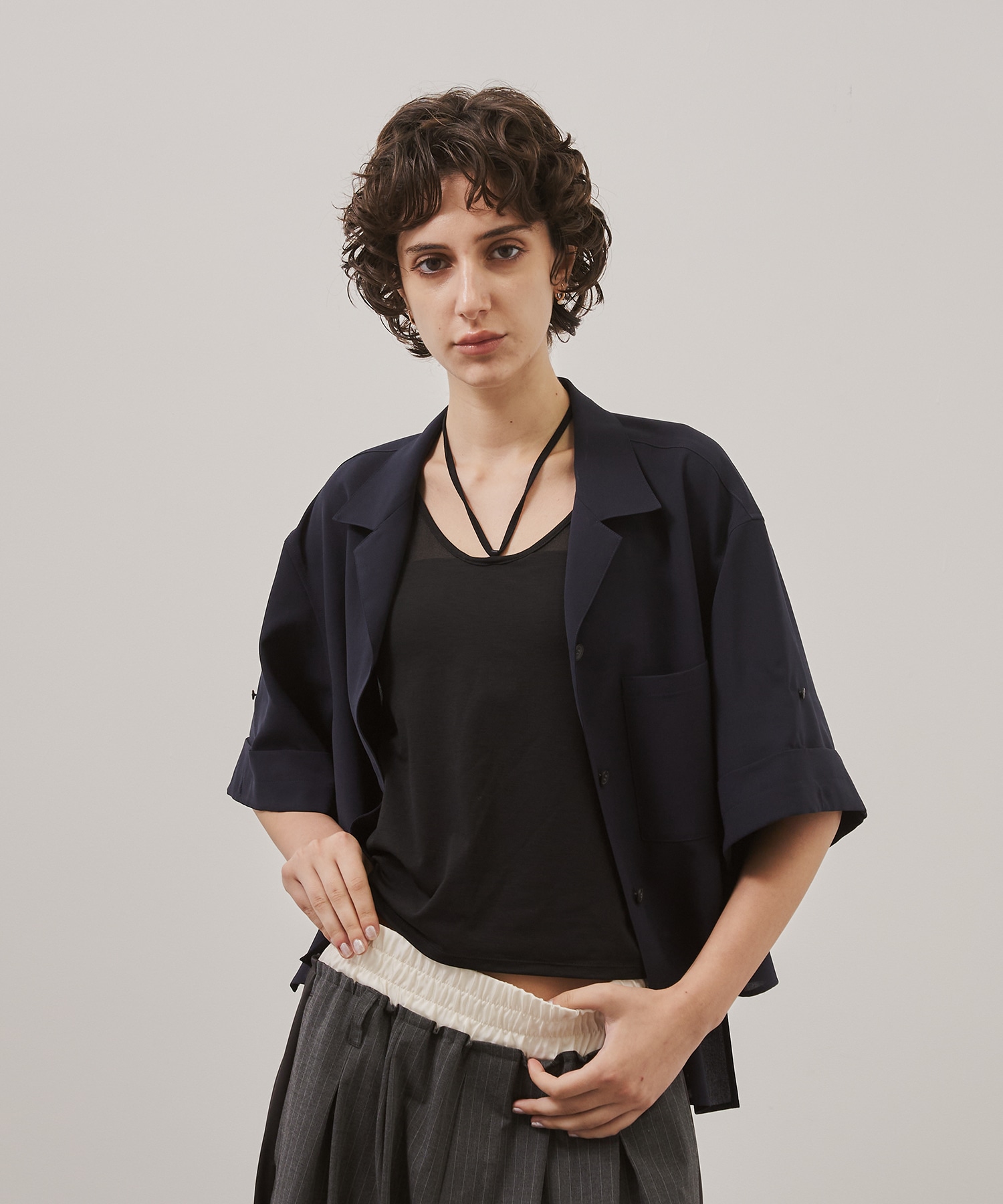 Bicolor Sleeve Short Shirt