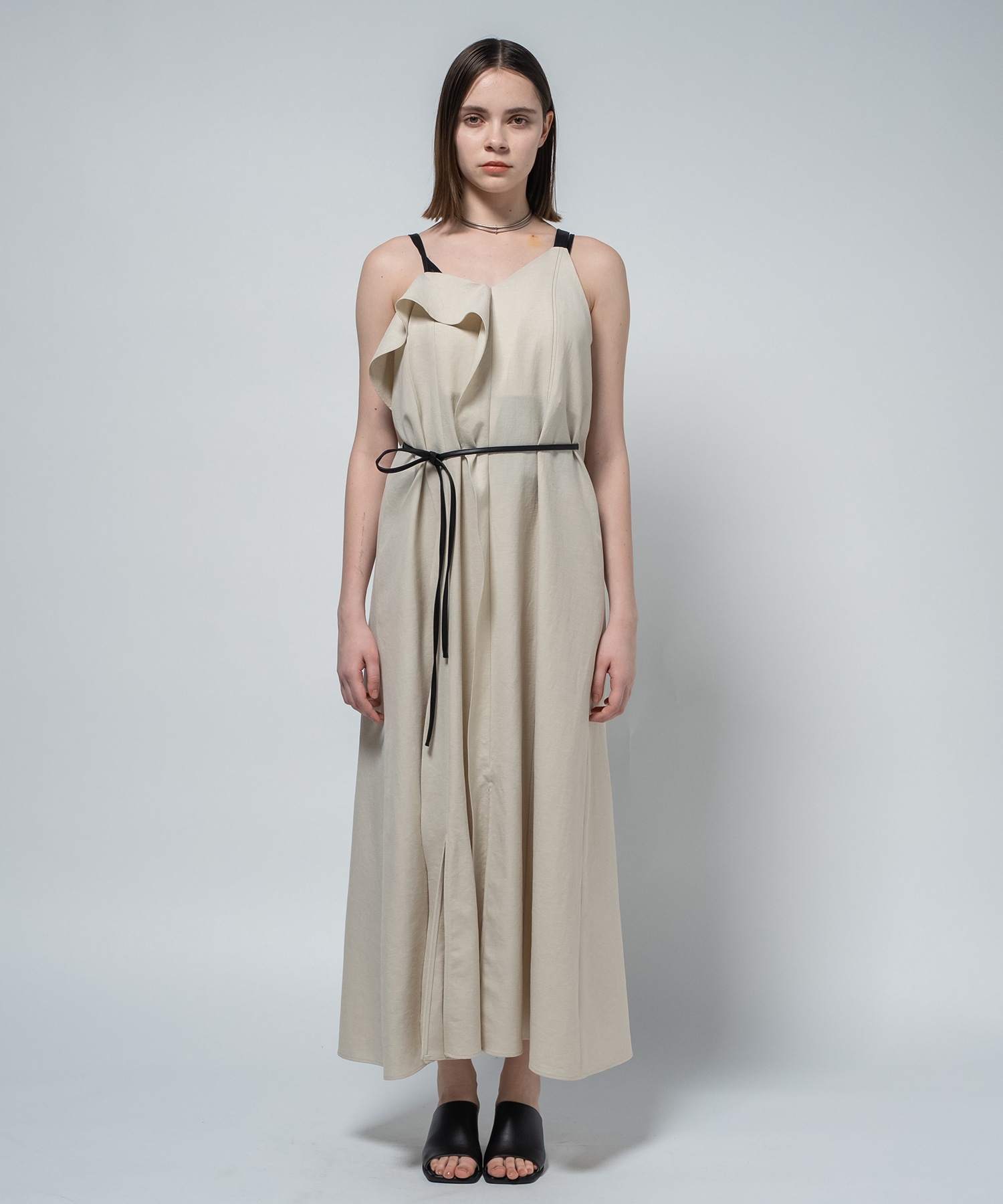 Leather Belted Camisole Dress