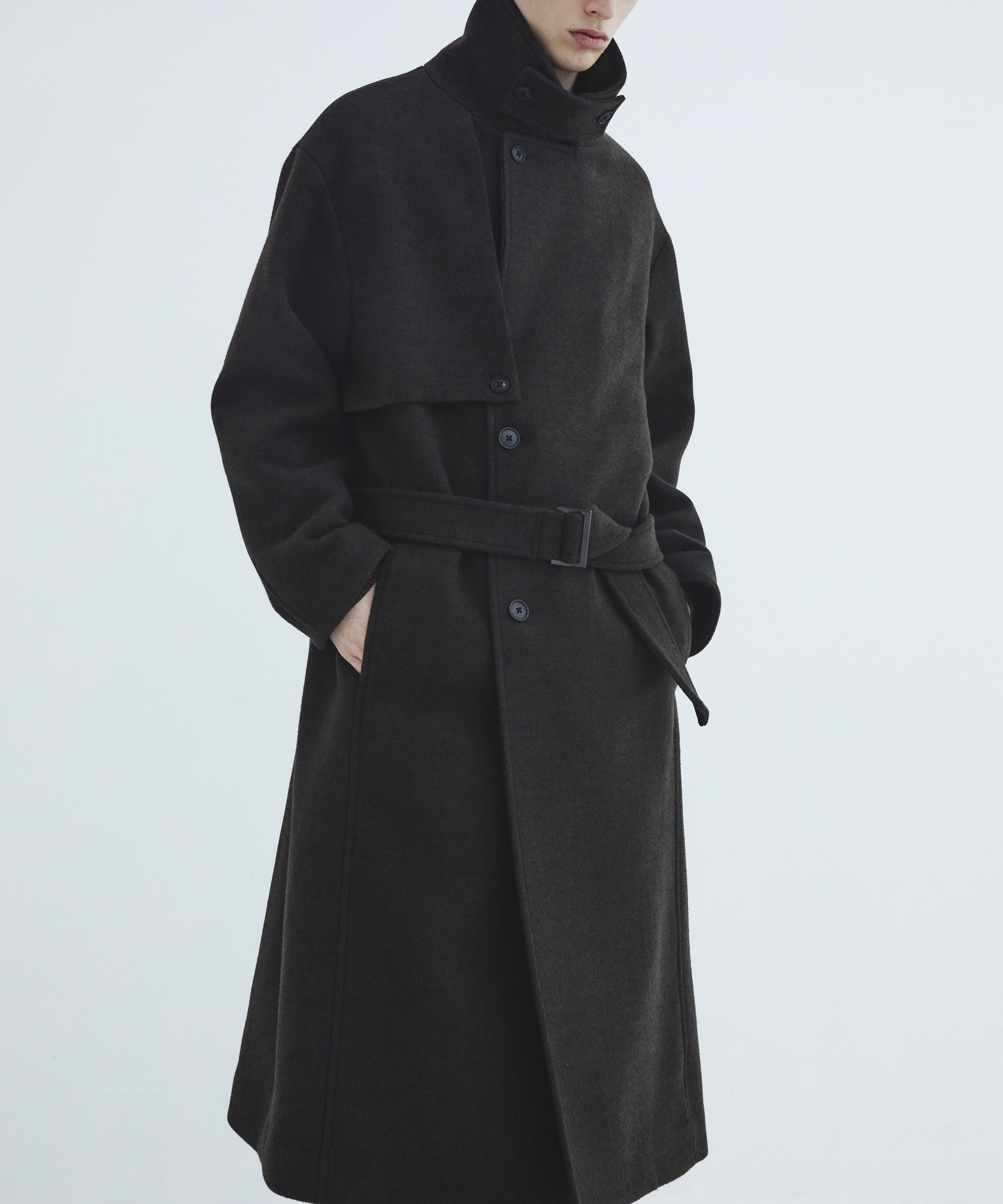 Premium meltonベルテッドコート