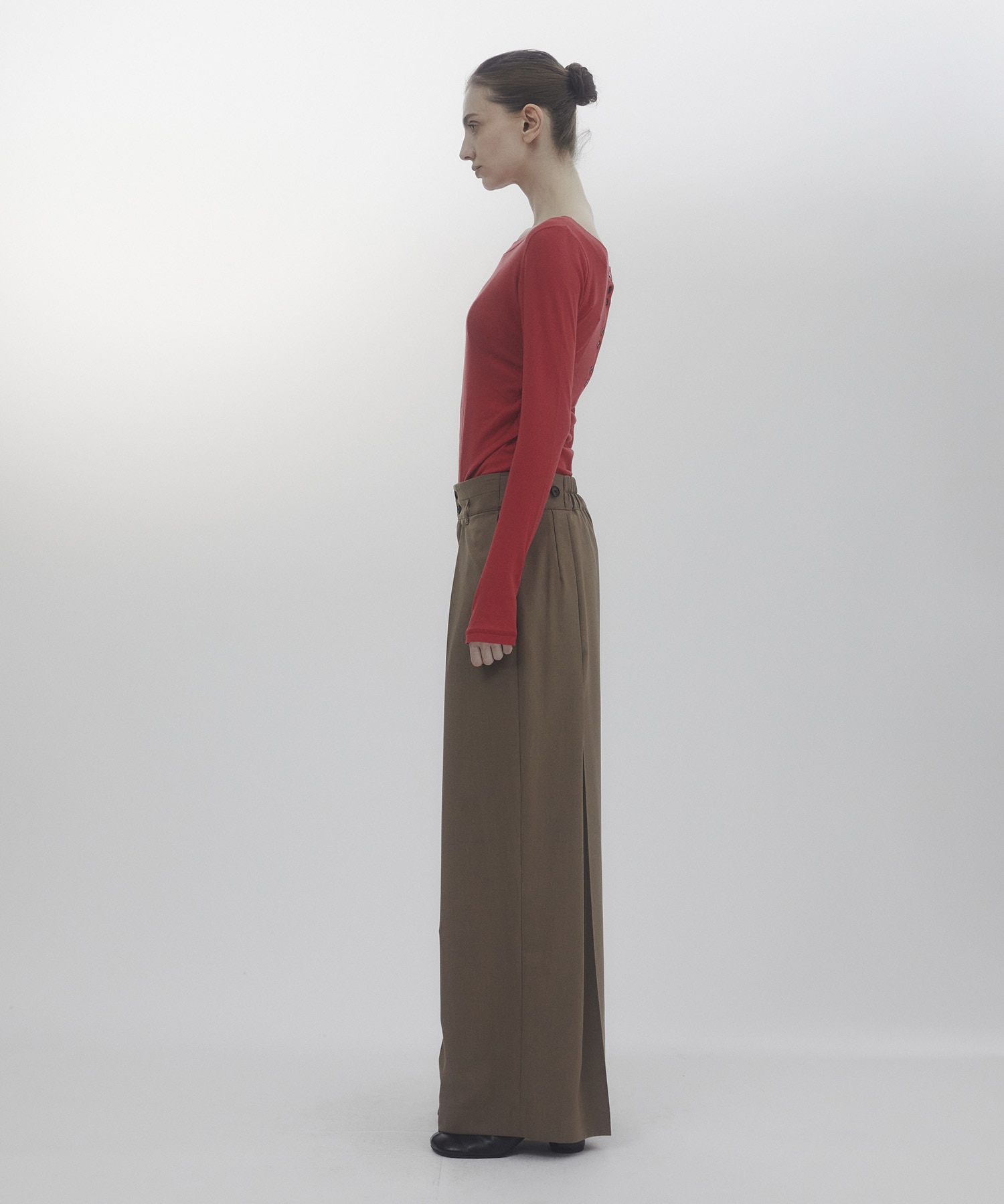 Belt Arranged Tuck Wide Pants