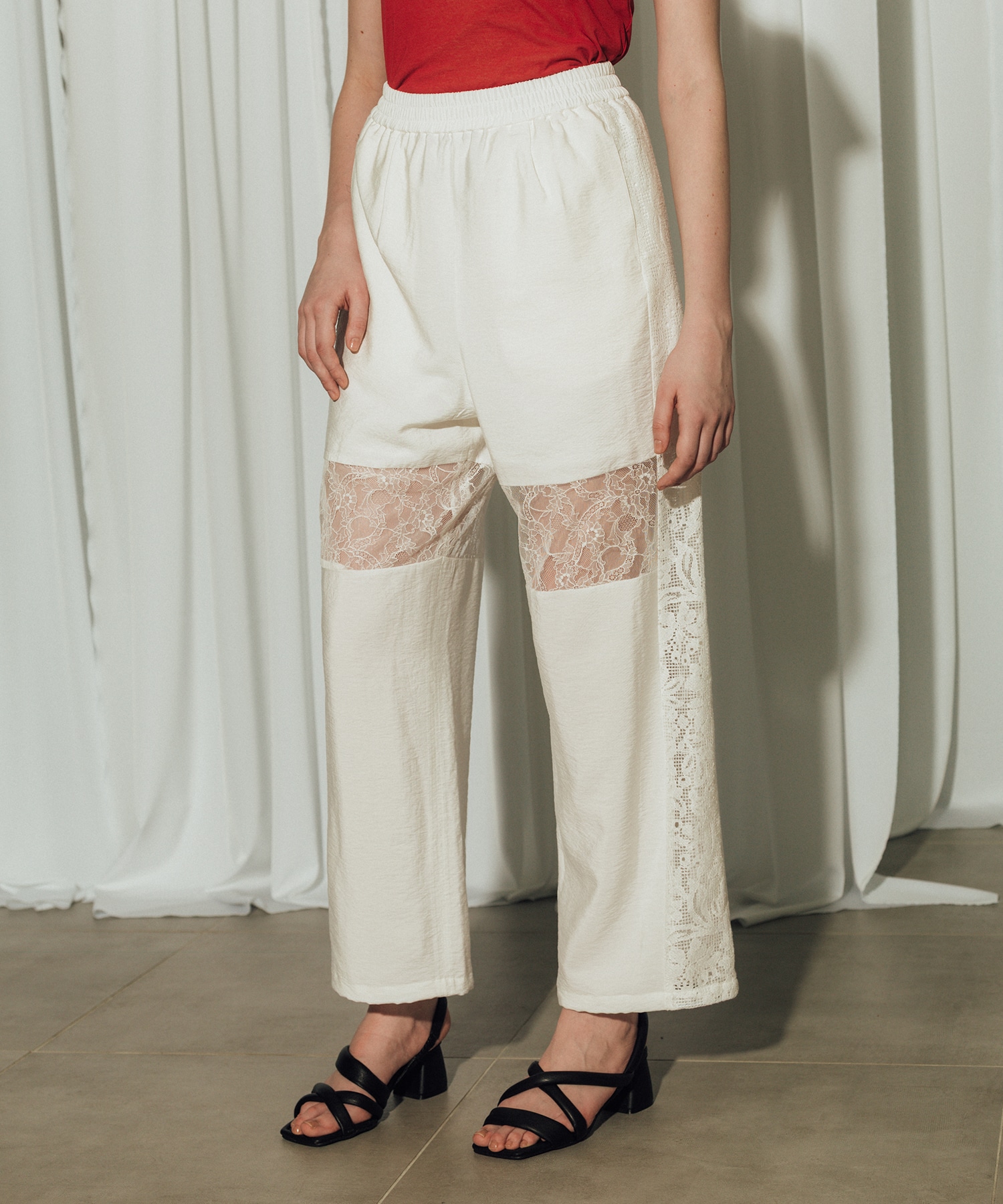 Lace Combination Relax Pants