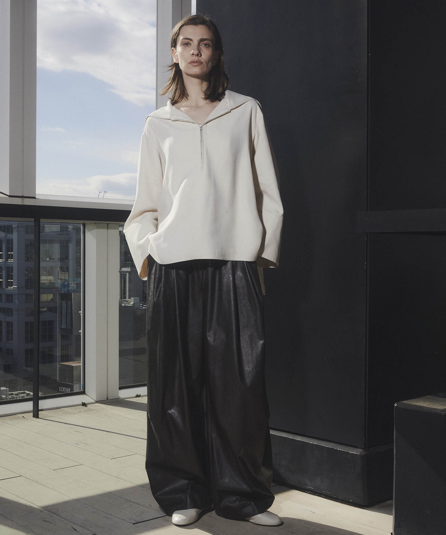 Faux Leather Barrel Trousers