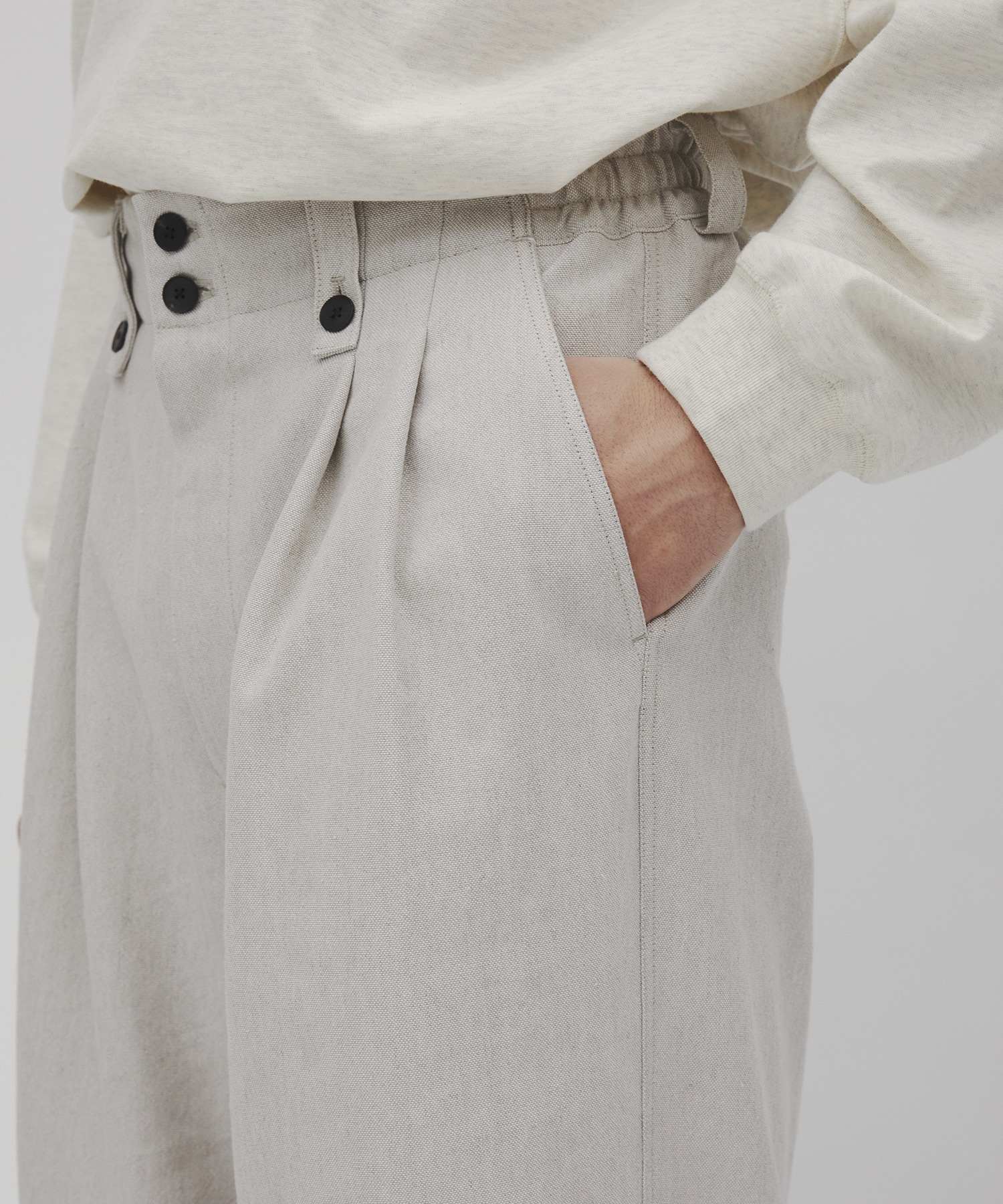 リネンキャンバス パラシュートパンツ