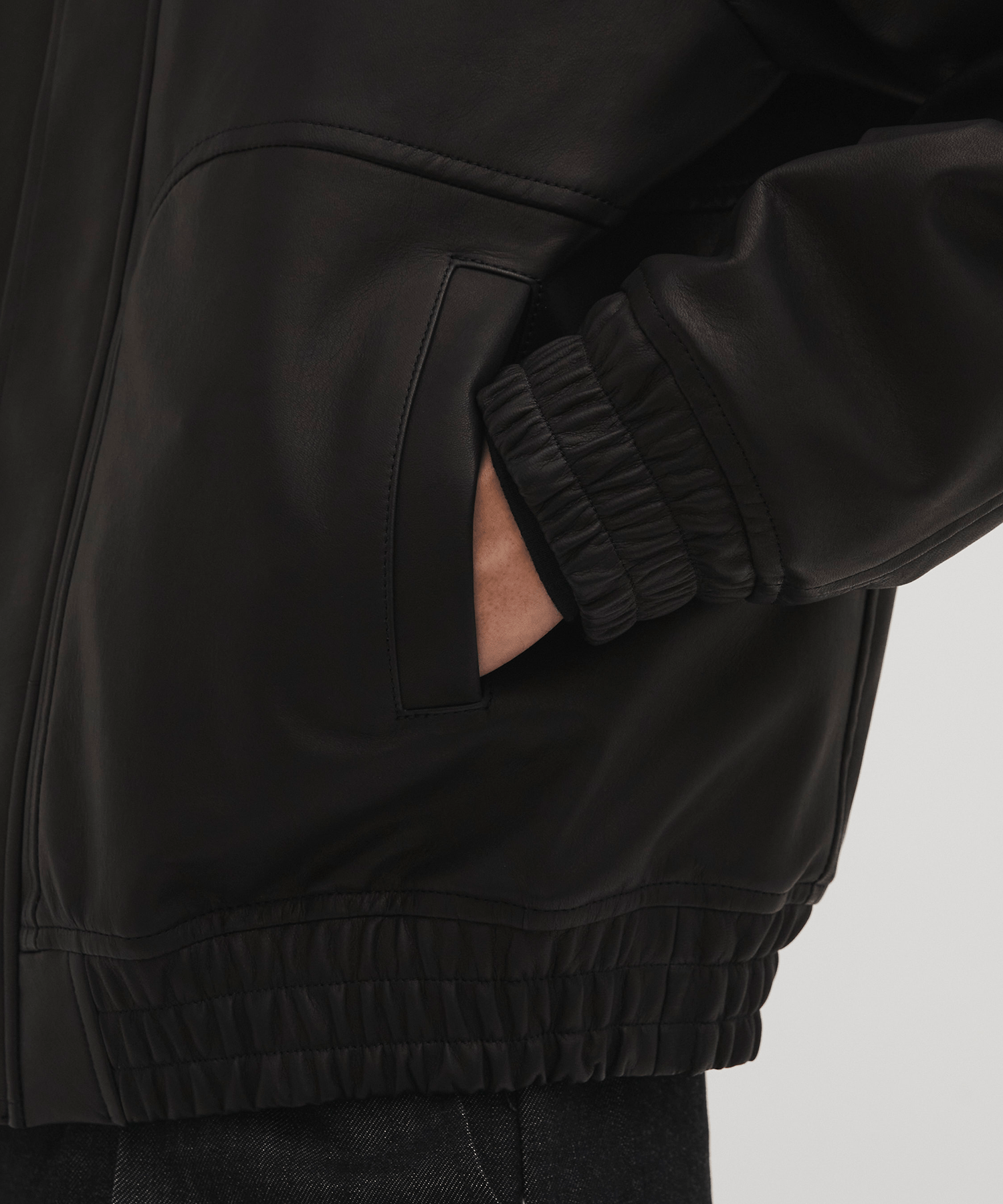 Kuramae leather zip-up jacket