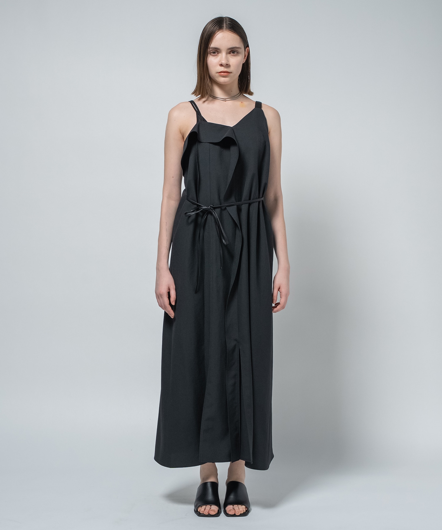 Leather Belted Camisole Dress