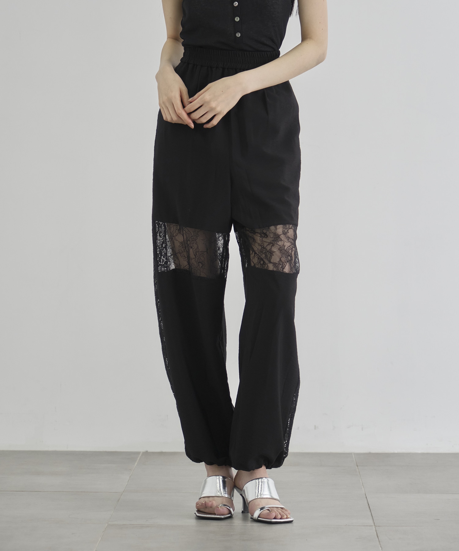 Lace Combination Relax Pants
