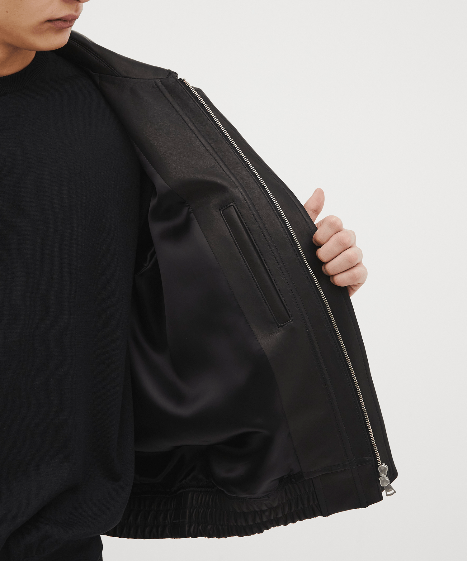 Kuramae leather zip-up jacket