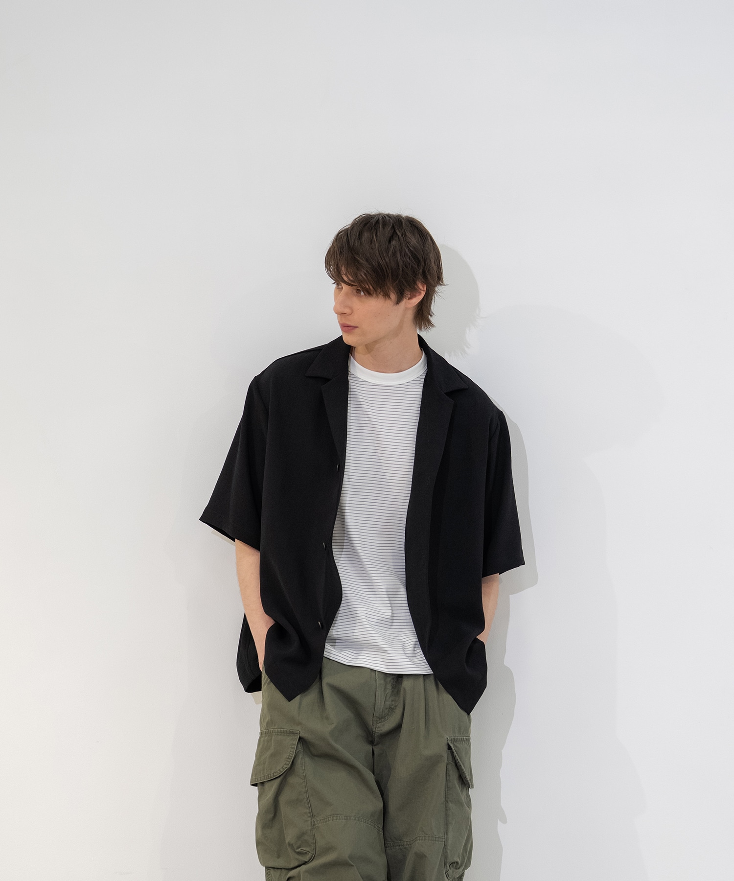 Multi-flex オープンカラーシャツ