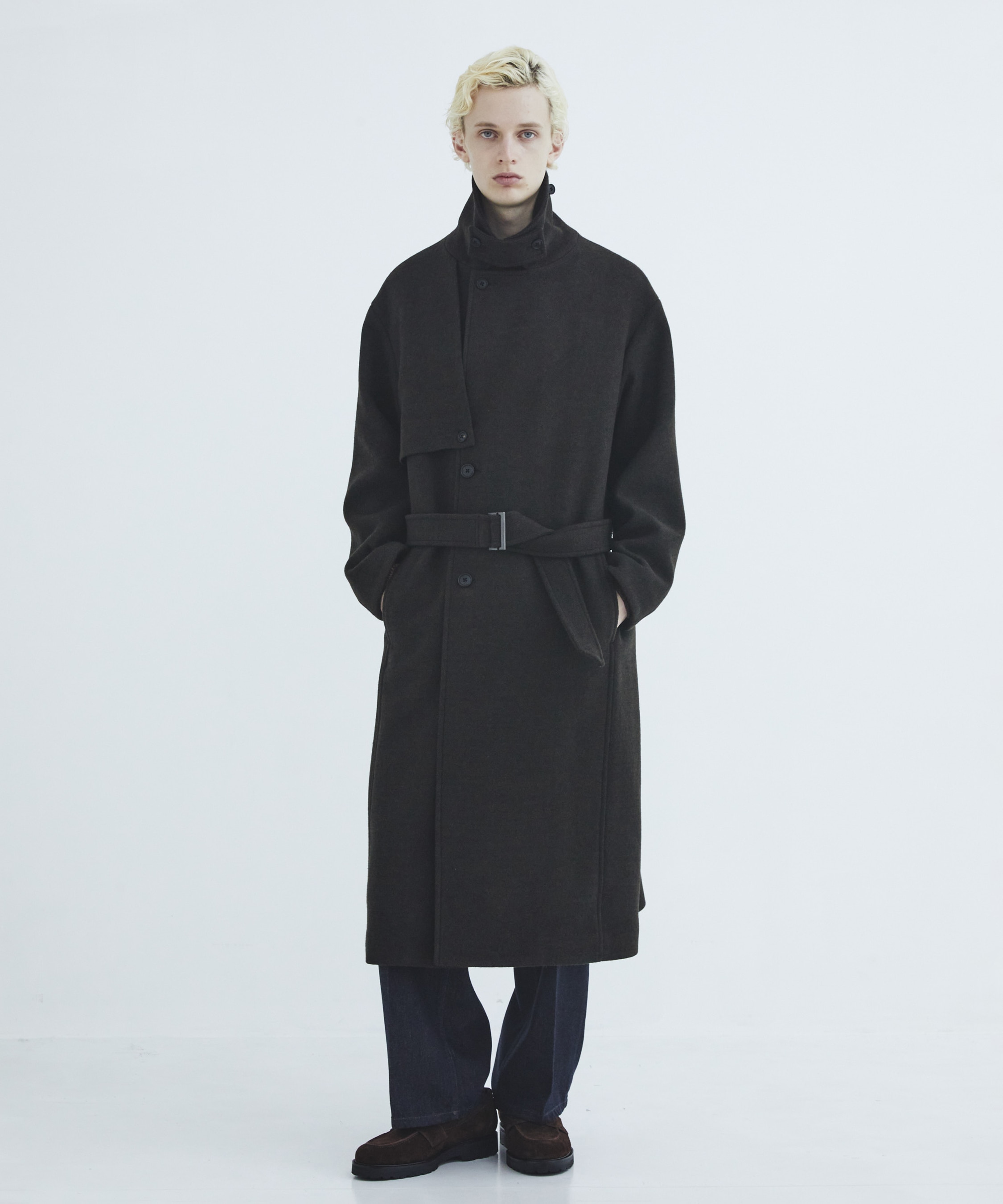 Premium meltonベルテッドコート