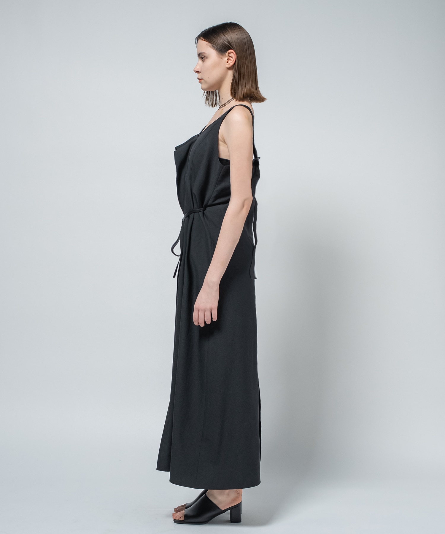 Leather Belted Camisole Dress