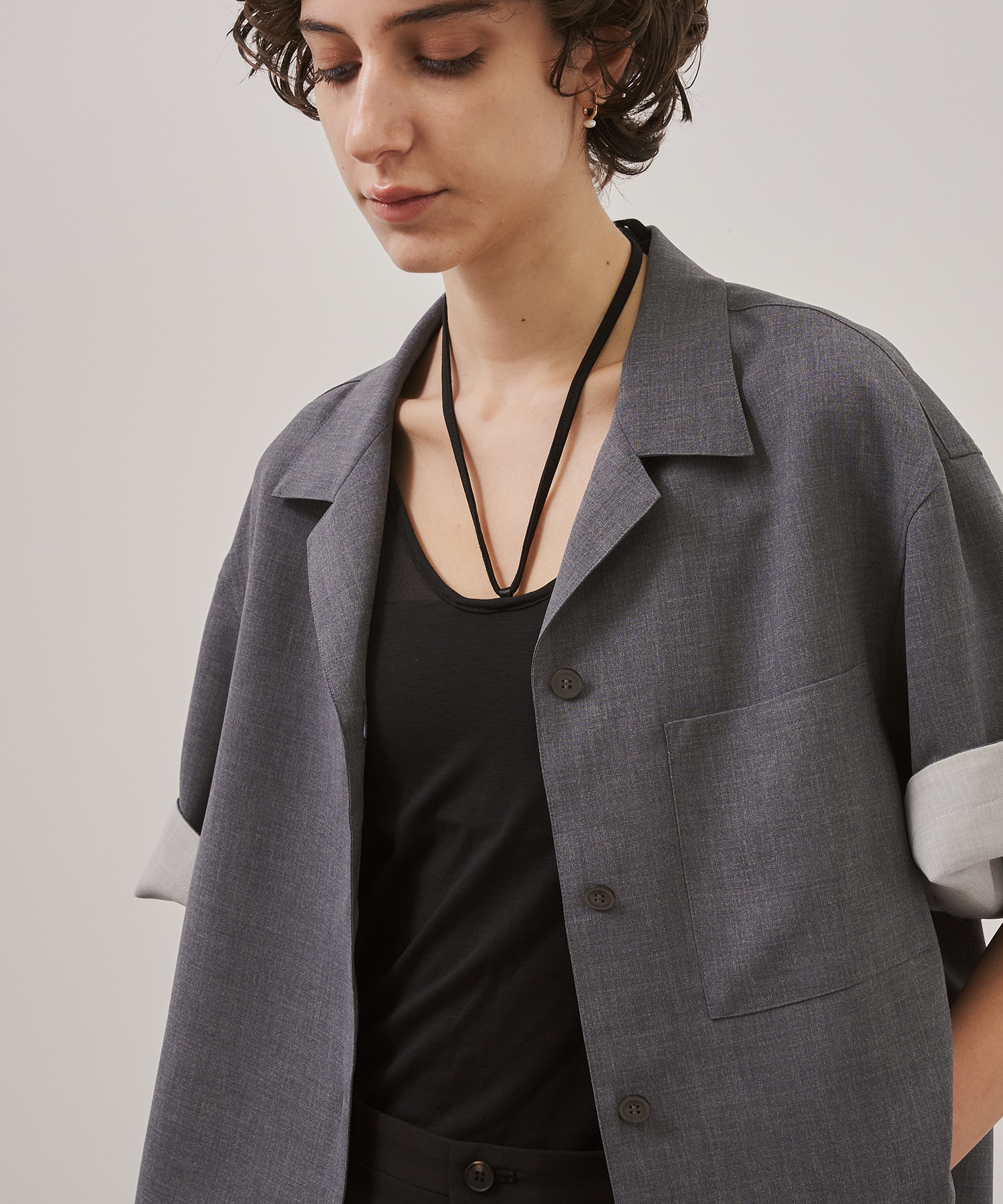 Bicolor Sleeve Short Shirt