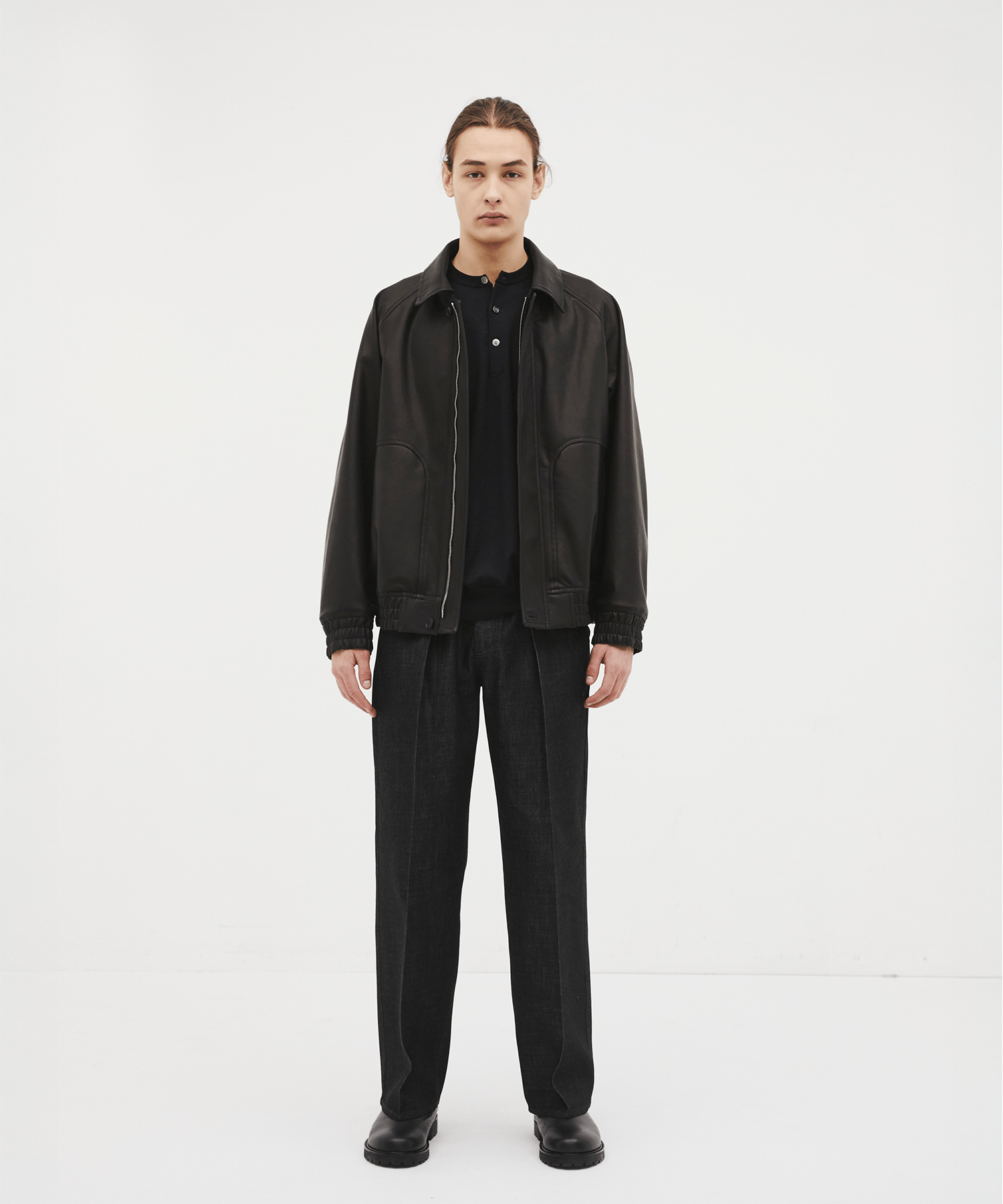 Kuramae leather zip-up jacket