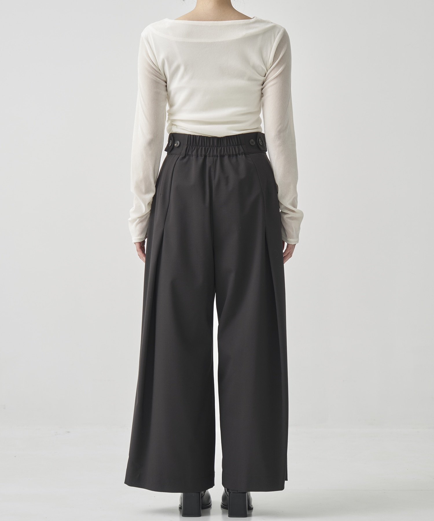 Wool Tuck Wide Pants