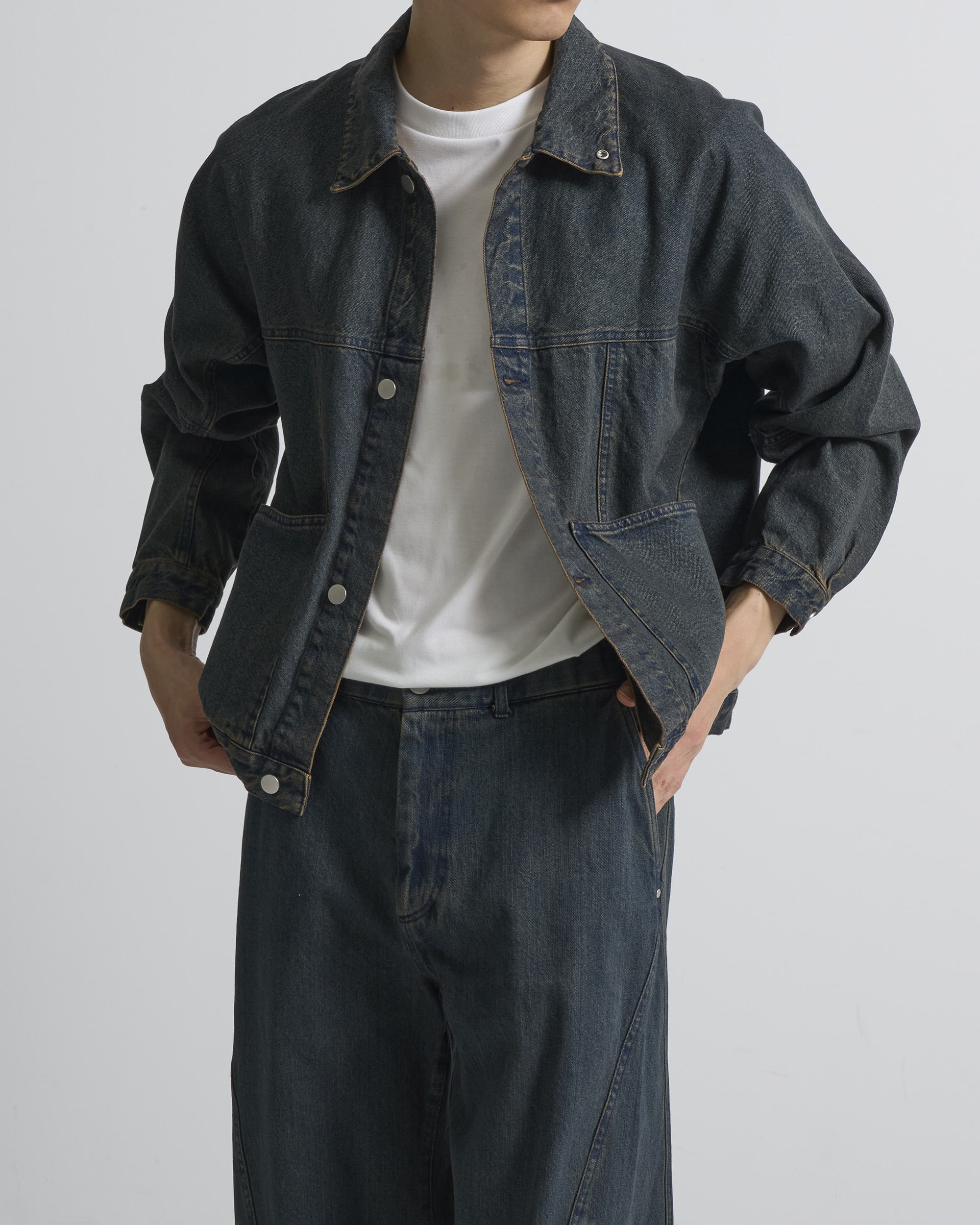 フェードデニムブルゾン