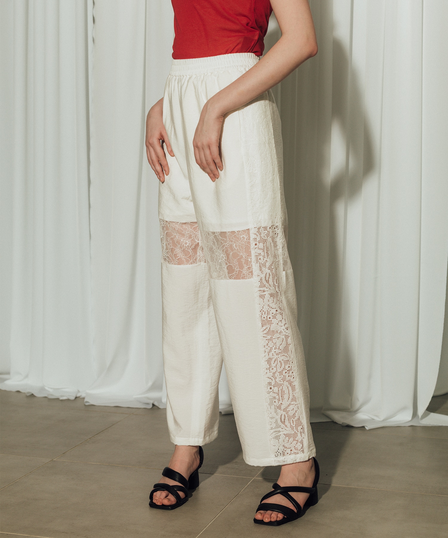 Lace Combination Relax Pants