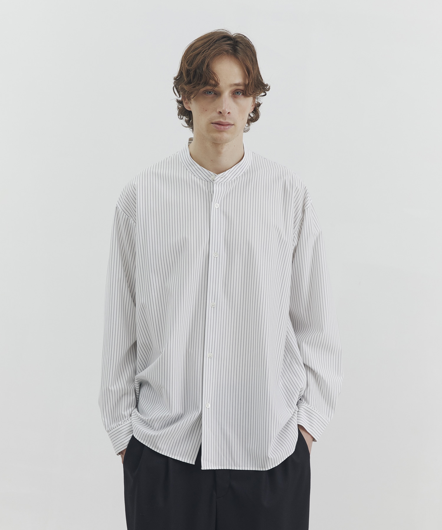 KANEMASA KNITバンドカラーシャツ