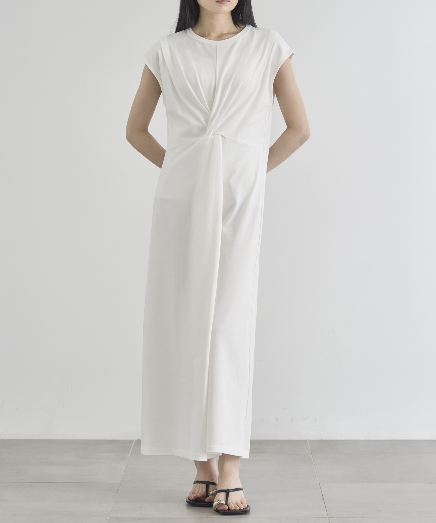 Shoulder Tuck Twist Dress