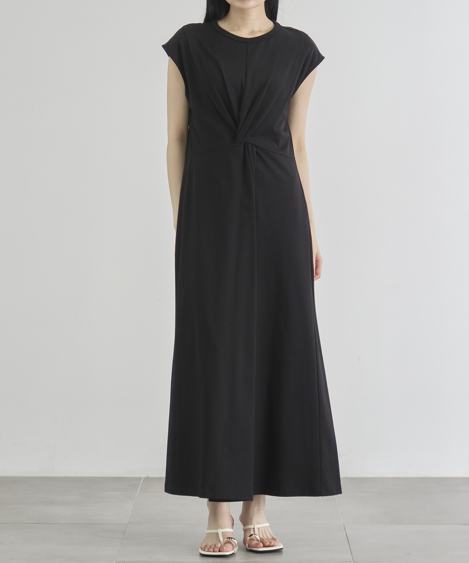 Shoulder Tuck Twist Dress