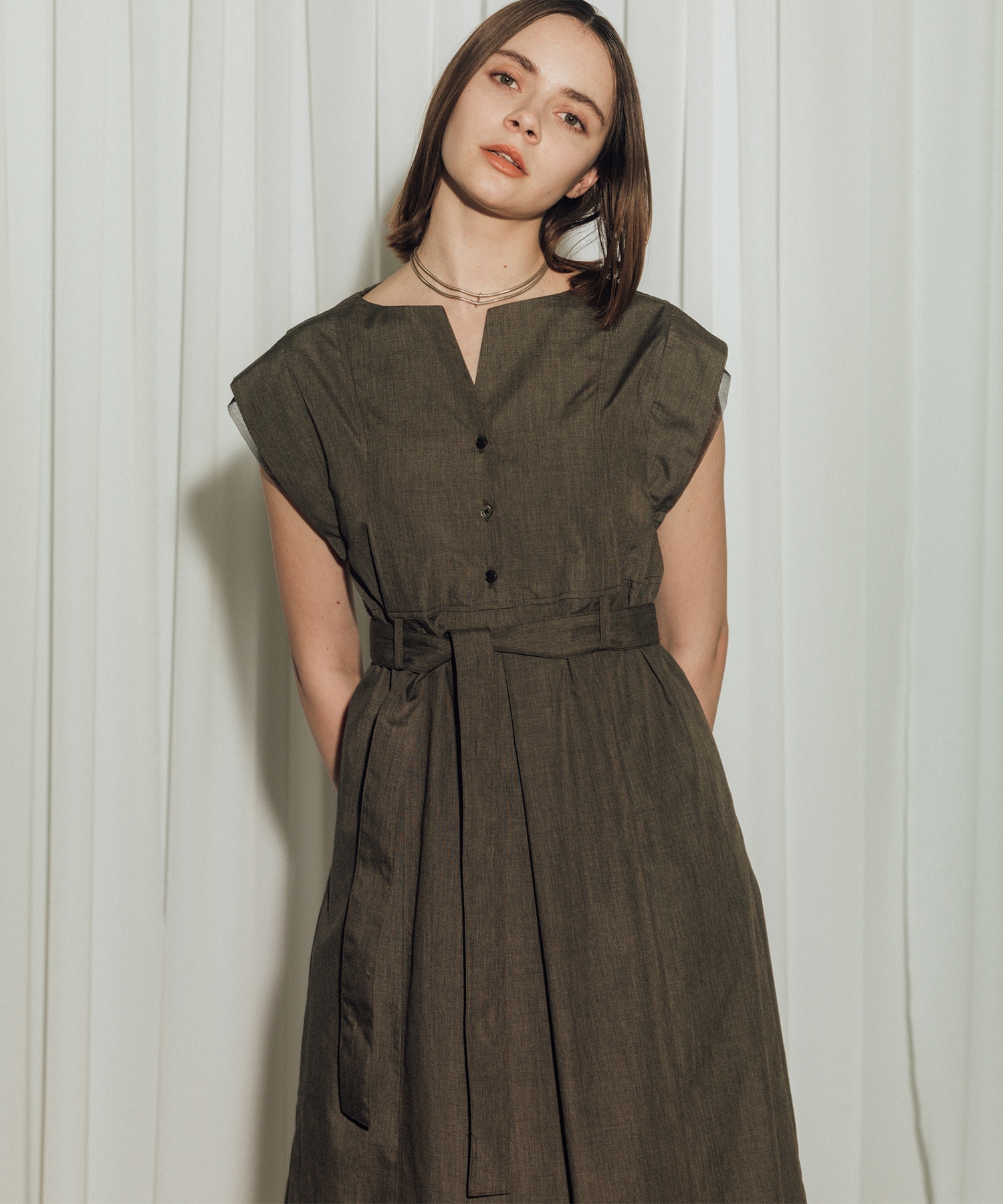 Chambray Belted Dress