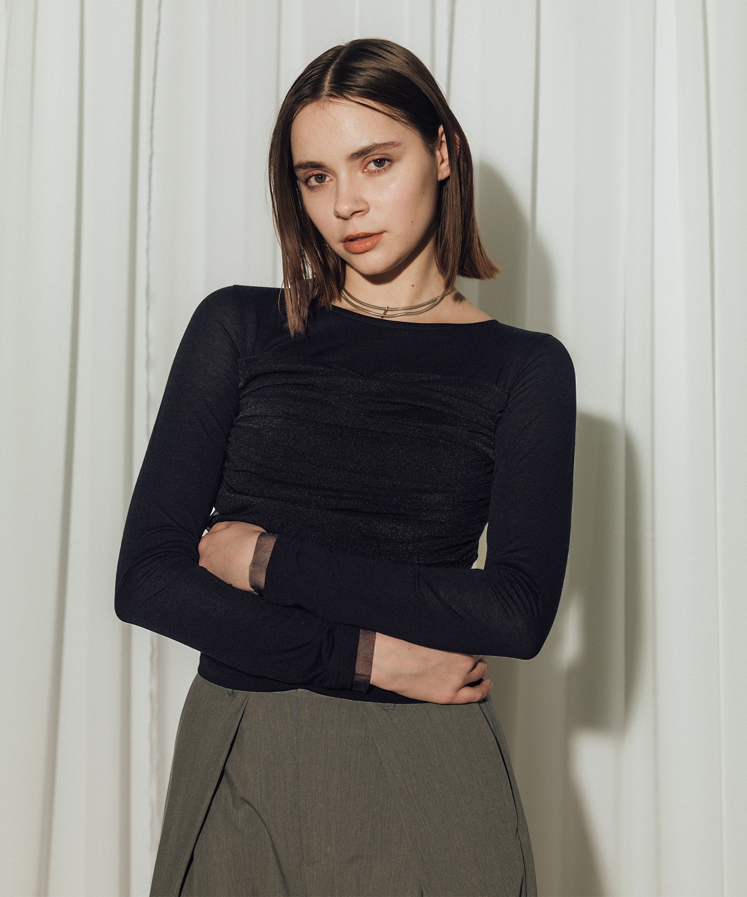 Sheer Tulle Combination Tops