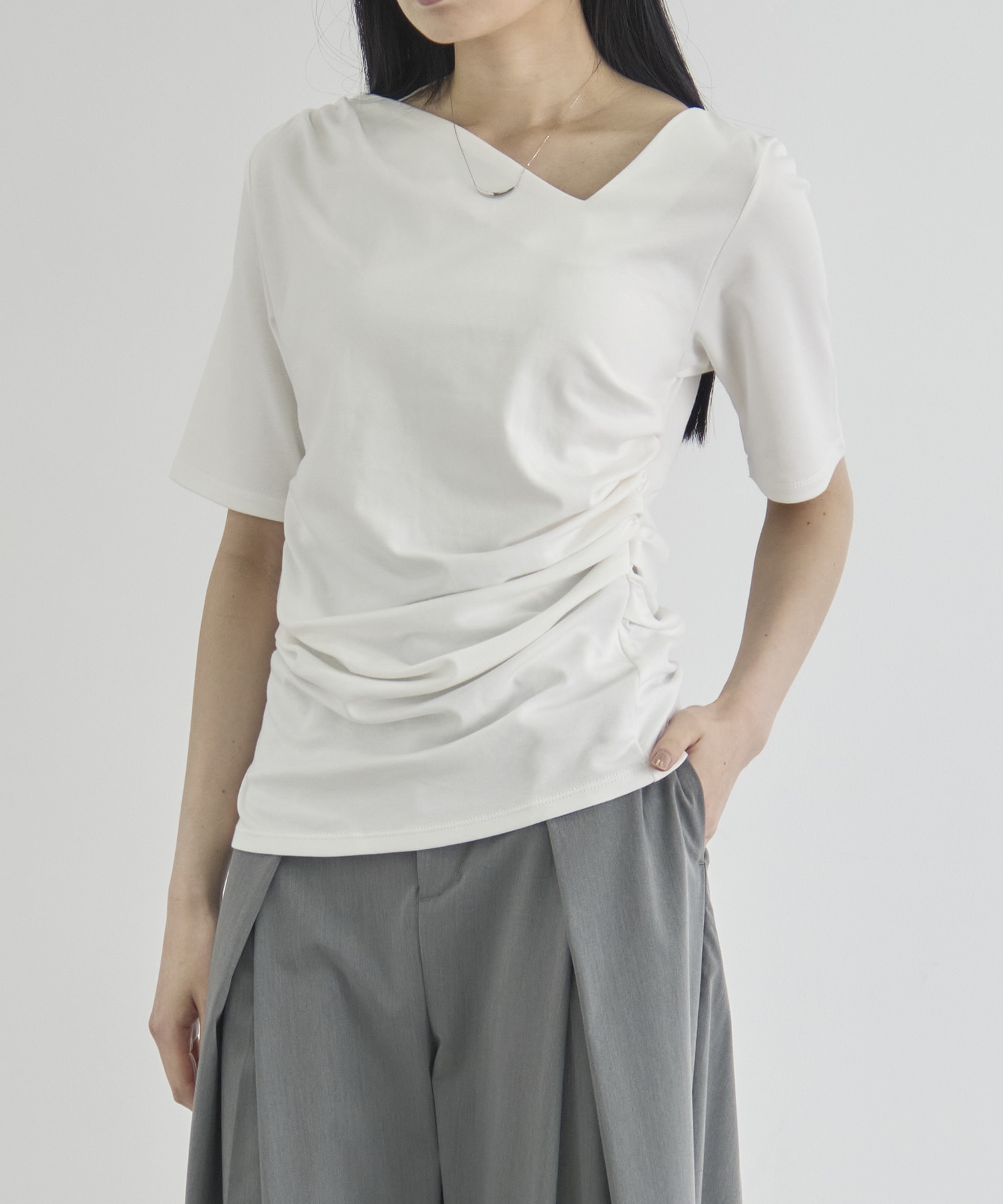 Asymmetry Tack Drape Tee