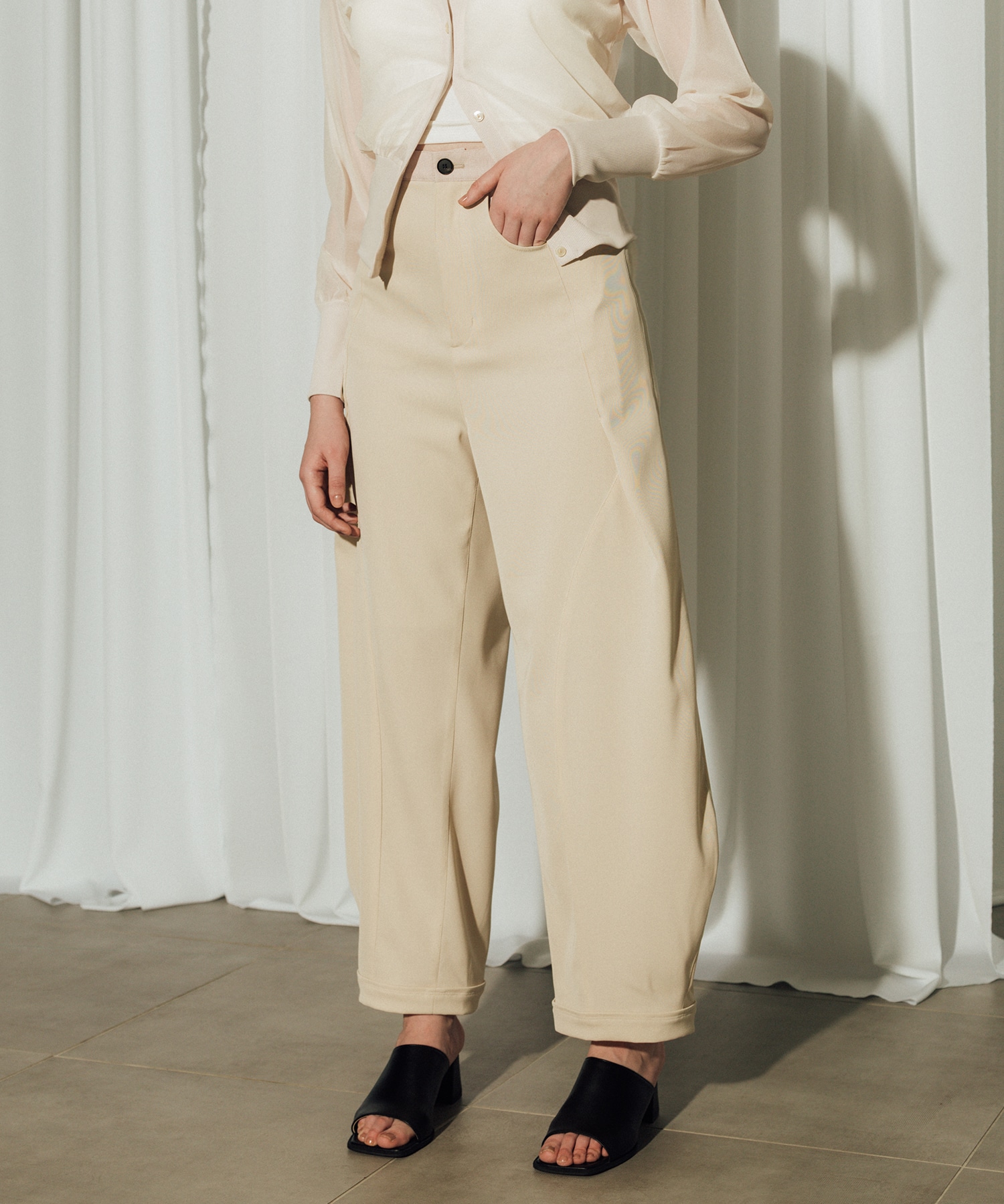 Twill Barrel Leg Pants
