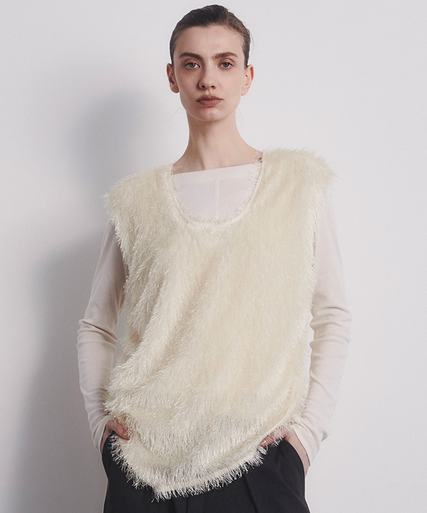 Sleeveless 2way Fringe Top