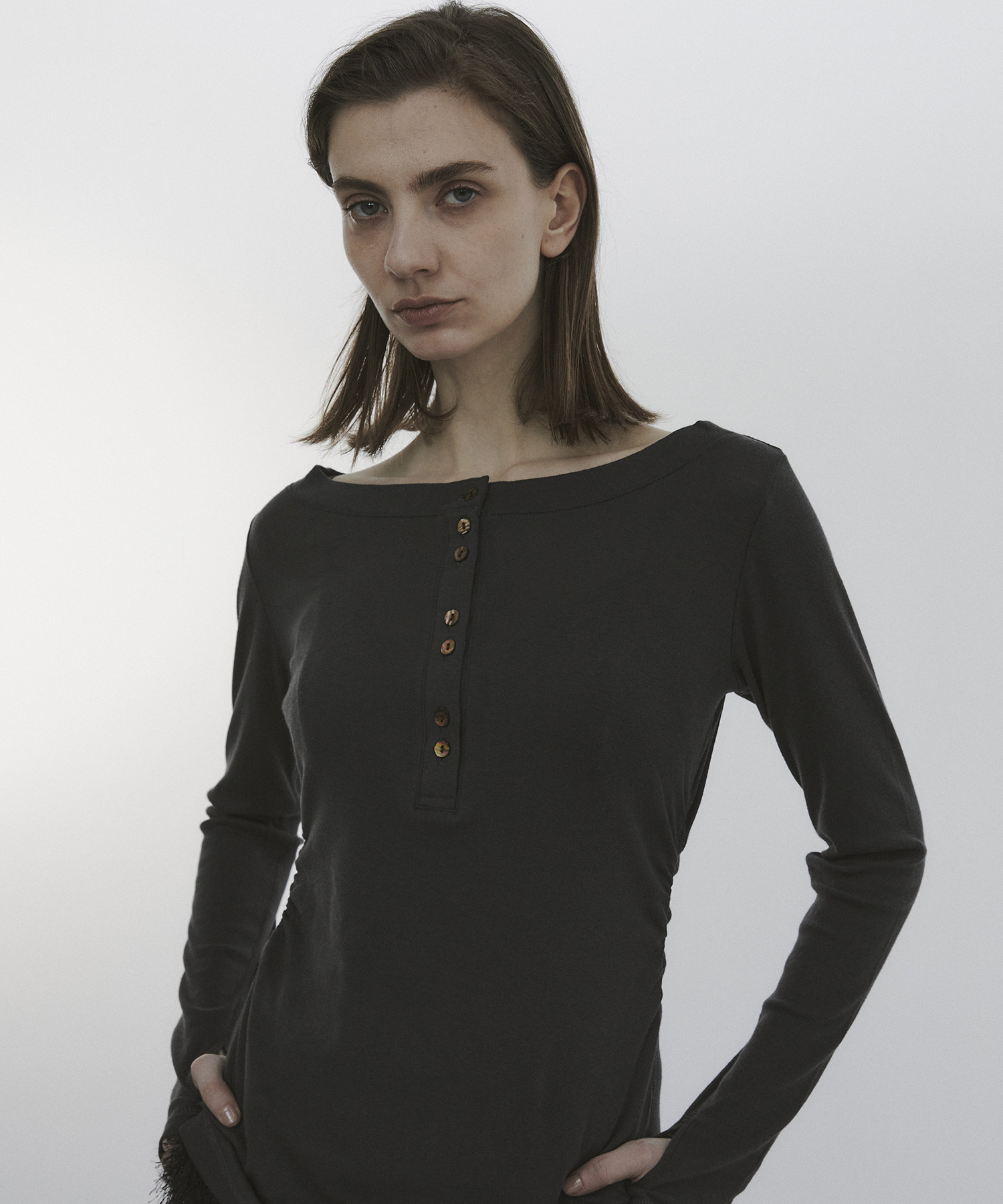 Cotton Cashmere 2way Long Tee