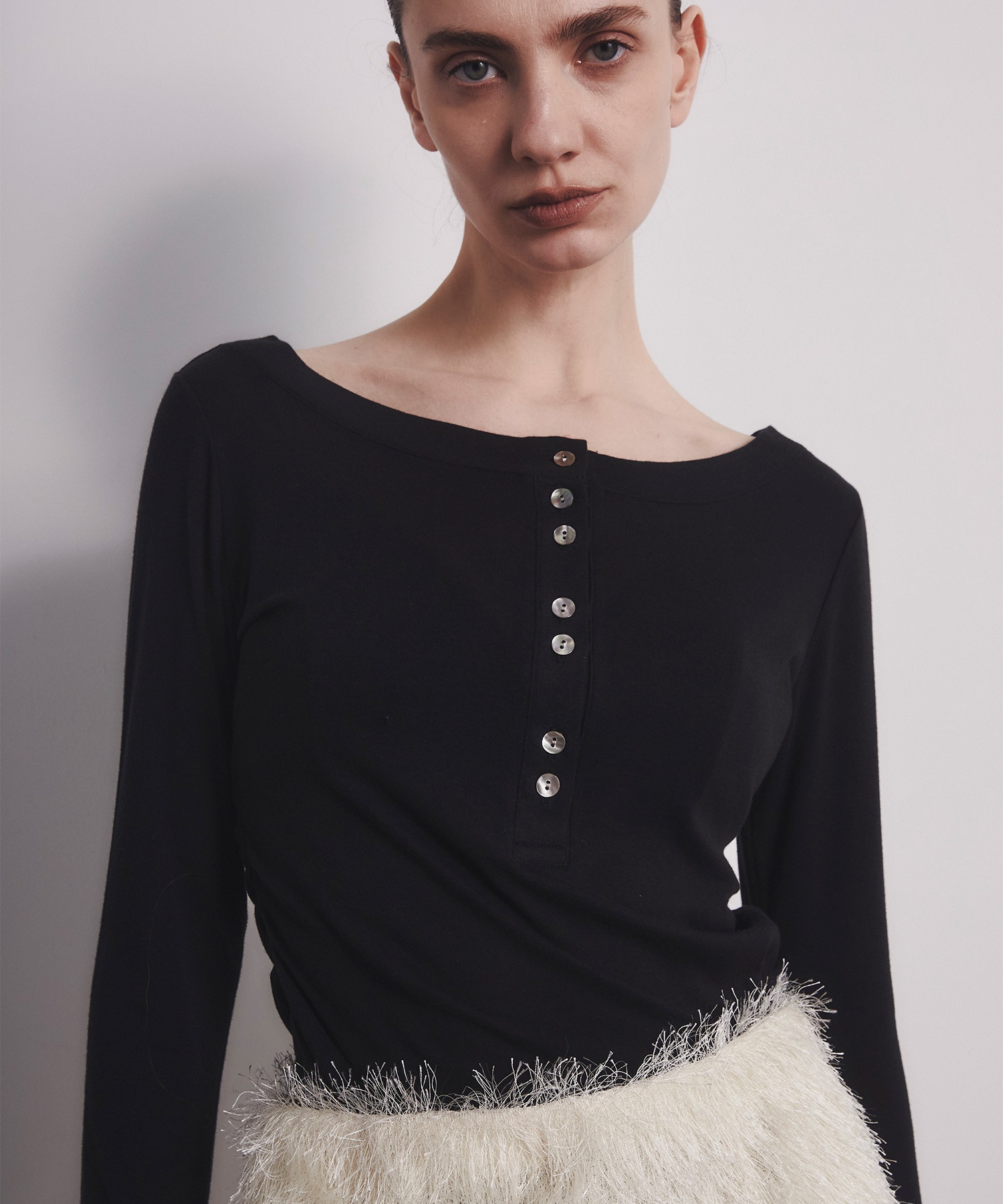 Cotton Cashmere 2way Long Tee