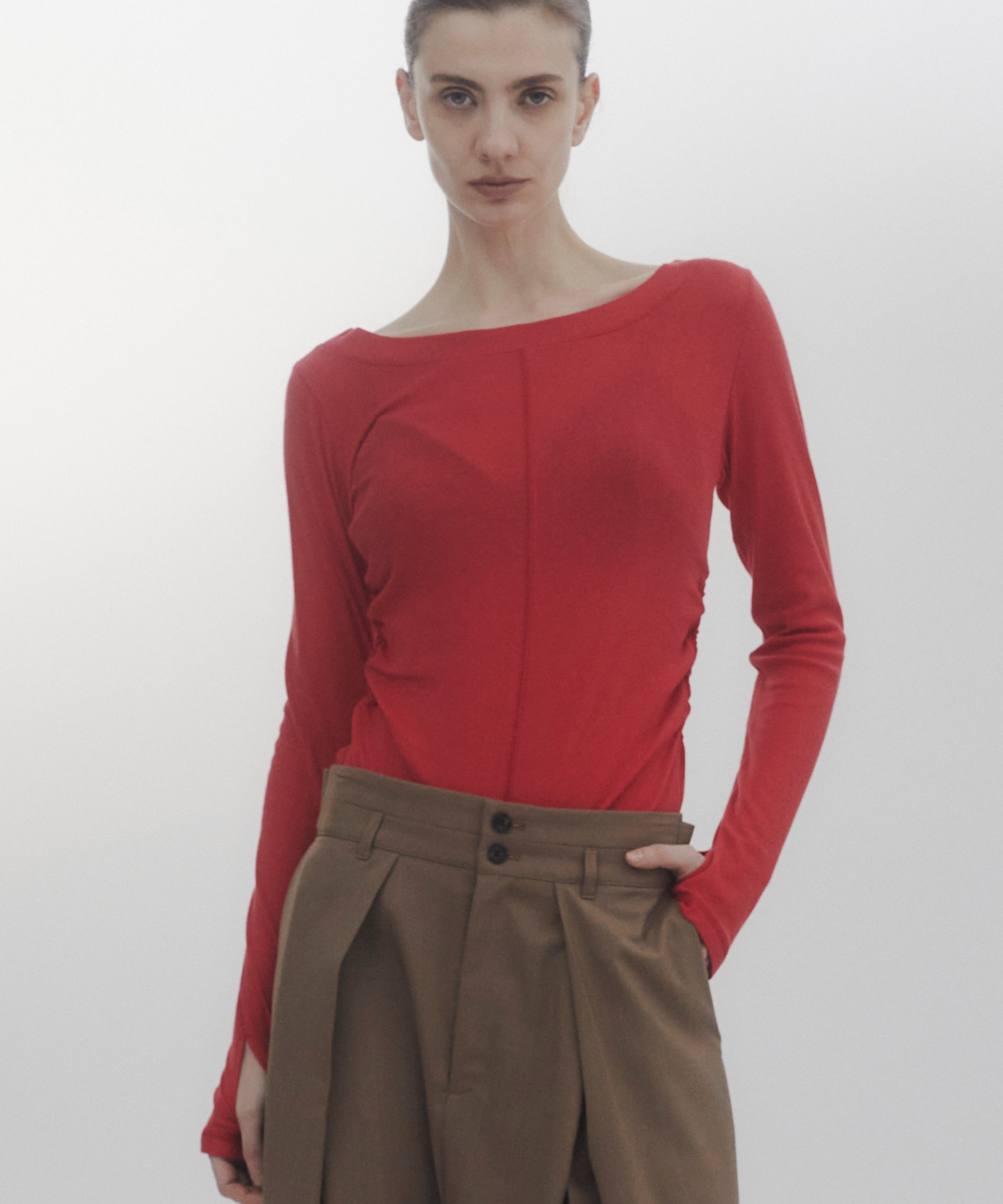 Cotton Cashmere 2way Long Tee